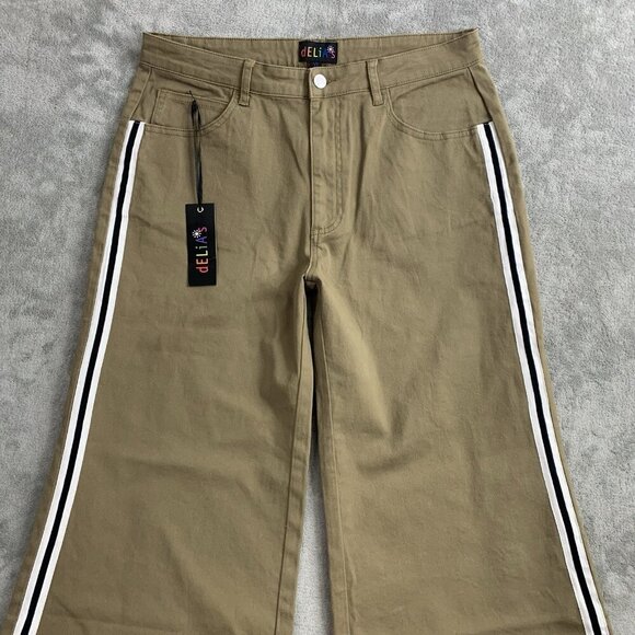 dELiA’s by Dolls Kill Pant Women XL Khaki Chasing Pavements Wide Leg Y2K Grunge - Picture 11 of 16